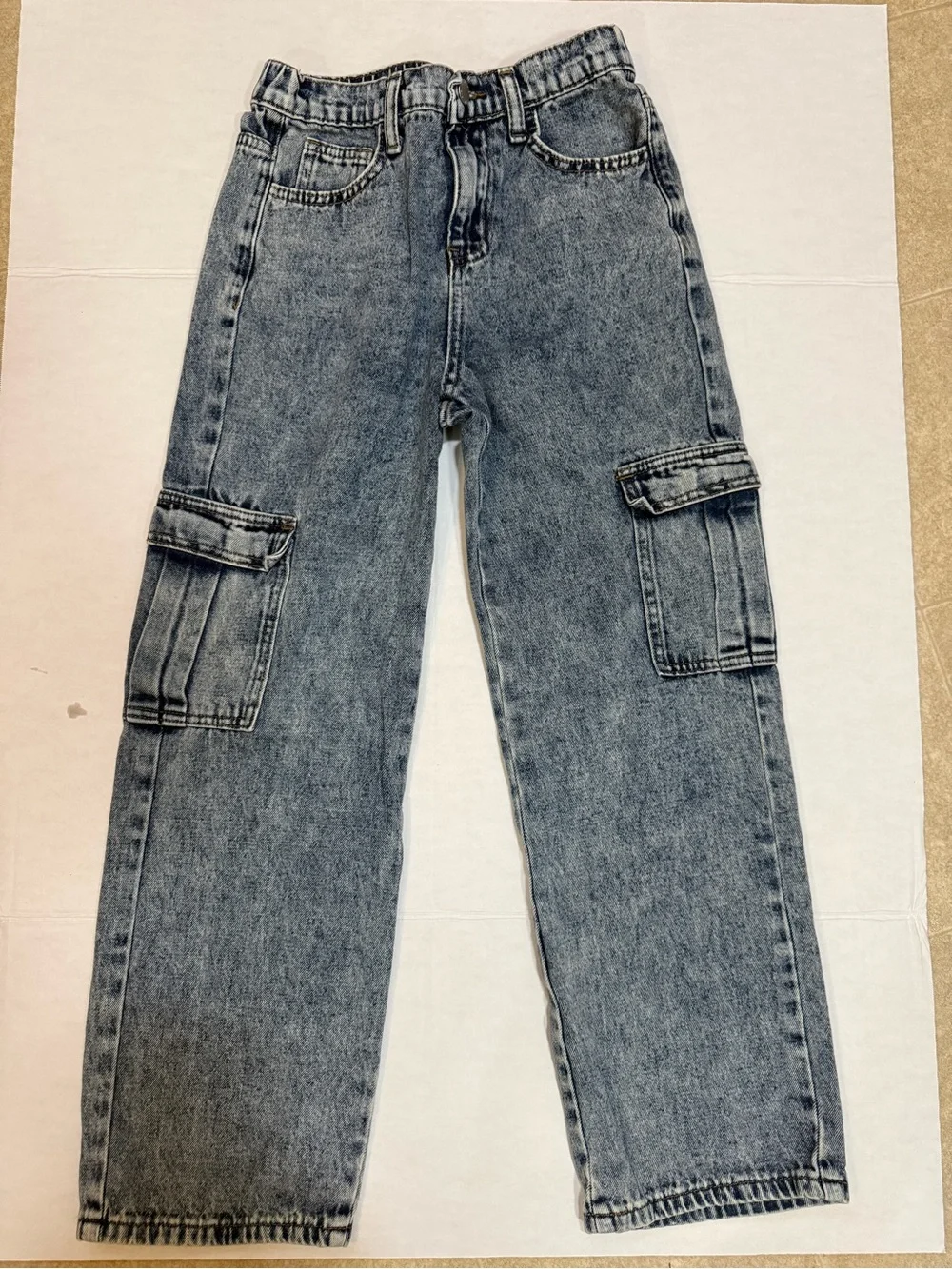 SHEIN Washed Blue Kids Cargo Jeans